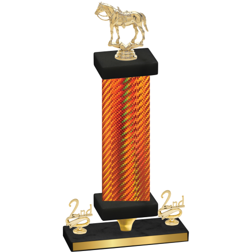 Premium Single Orange Carbon Fiber Second Place Horses Trophy