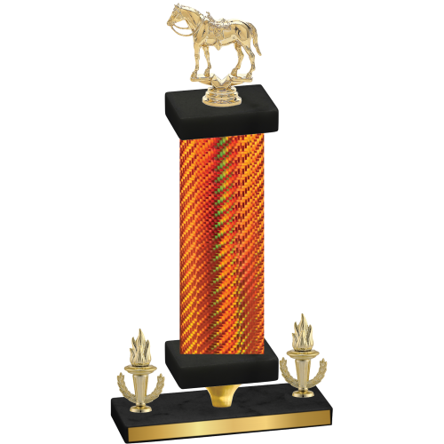 Premium Single Orange Carbon Fiber Victory Horses Trophy
