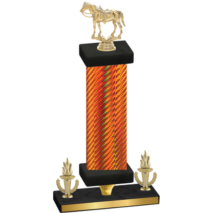 Premium Single Orange Carbon Fiber Victory Horses Trophy