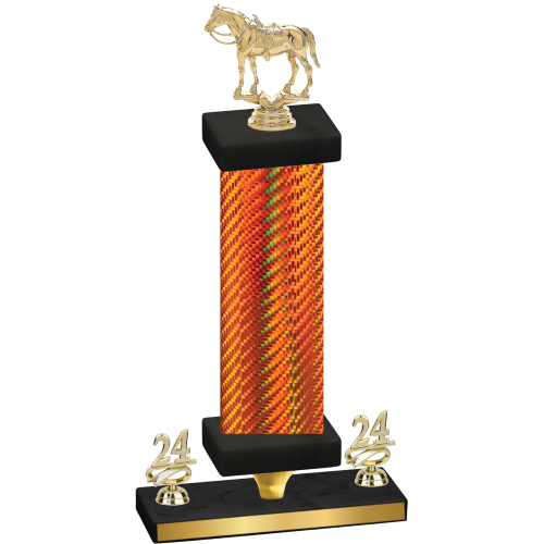 Premium Single Orange Carbon Fiber Year Horses Trophy