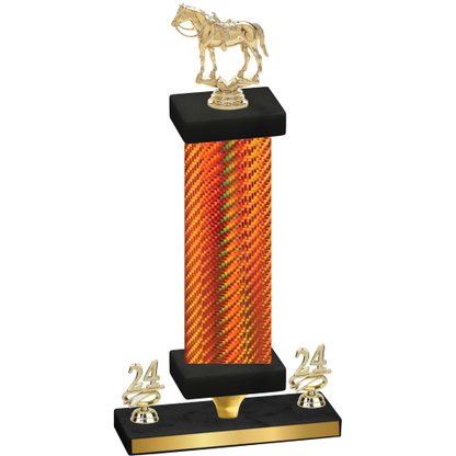 Premium Single Orange Carbon Fiber Year Horses Trophy