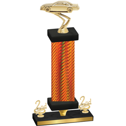 Premium Single Orange Carbon Fiber Second Place Cars Trophy