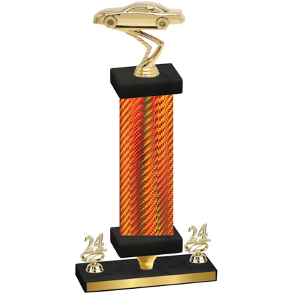 Premium Single Orange Carbon Fiber Year Cars Trophy