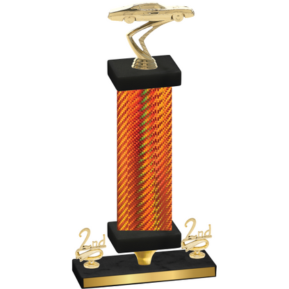Premium Single Orange Carbon Fiber Second Place Cars Trophy
