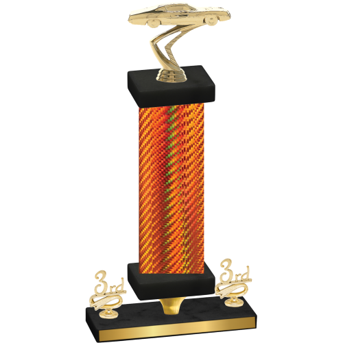 Premium Single Orange Carbon Fiber Third Place Cars Trophy