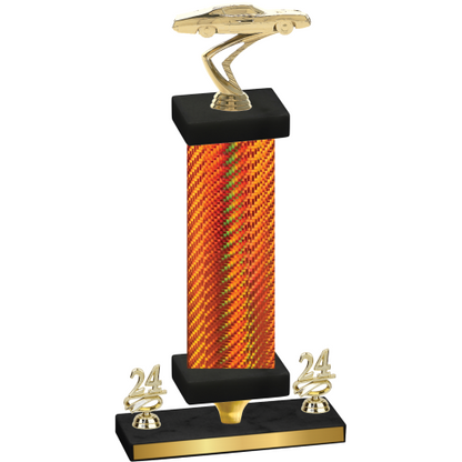Premium Single Orange Carbon Fiber Year Cars Trophy