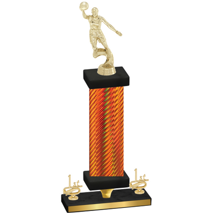Premium Single Orange Carbon Fiber First Place Basketball Trophy