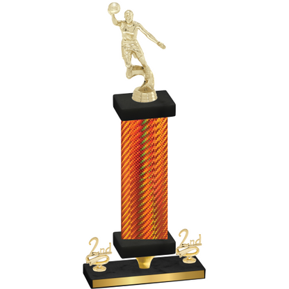Premium Single Orange Carbon Fiber Second Place Basketball Trophy