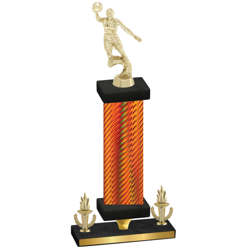 Premium Single Orange Carbon Fiber Victory Basketball Trophy