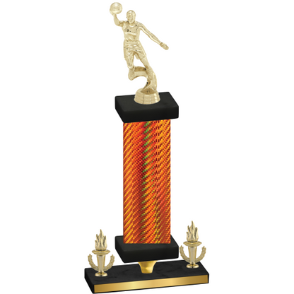 Premium Single Orange Carbon Fiber Victory Basketball Trophy