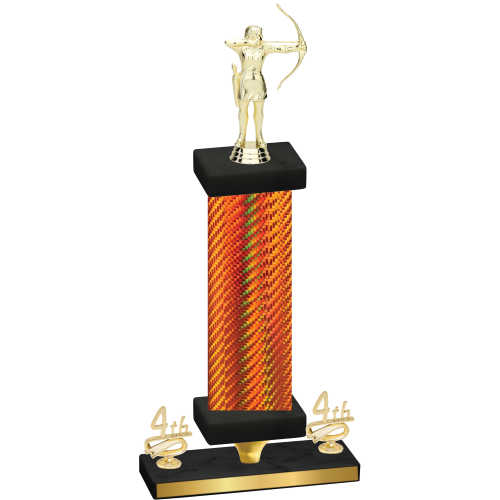Premium Single Orange Carbon Fiber Fourth Place Archery Trophy