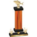 Premium Single Orange Carbon Fiber Third Place Fishing Trophy