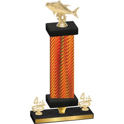 Premium Single Orange Carbon Fiber Fourth Place Fishing Trophy