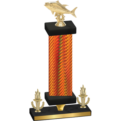 Premium Single Orange Carbon Fiber Victory Fishing Trophy