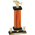 Premium Single Orange Carbon Fiber Year Fishing Trophy