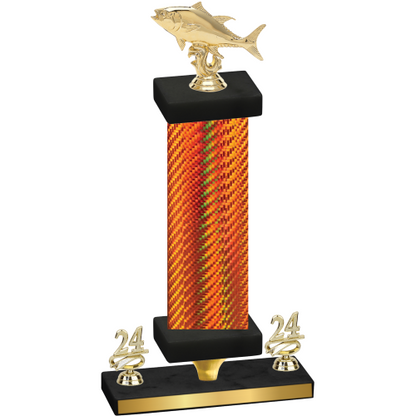 Premium Single Orange Carbon Fiber Year Fishing Trophy