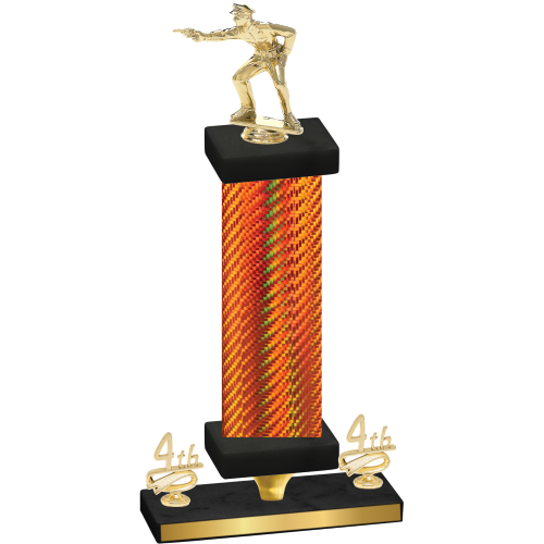 Premium Single Orange Carbon Fiber Fourth Place Shooter Trophy