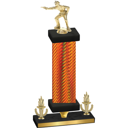 Premium Single Orange Carbon Fiber Victory Shooter Trophy