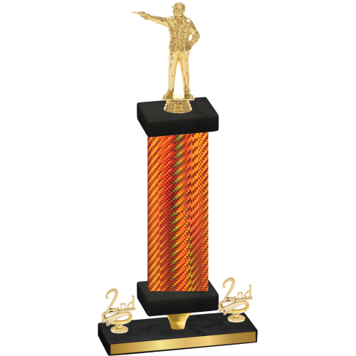 Premium Single Orange Carbon Fiber Second Place Shooter Trophy