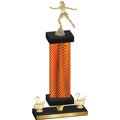 Premium Single Orange Carbon Fiber Second Place Skater Trophy