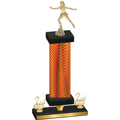Premium Single Orange Carbon Fiber Second Place Skater Trophy