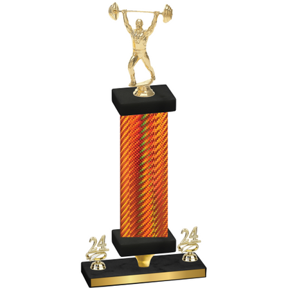 Premium Single Orange Carbon Fiber Year Weights Trophy