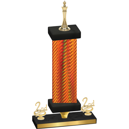 Premium Single Orange Carbon Fiber Second Place Chess Trophy