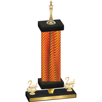 Premium Single Orange Carbon Fiber Second Place Chess Trophy