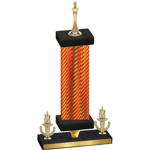 Premium Single Orange Carbon Fiber Victory Chess Trophy