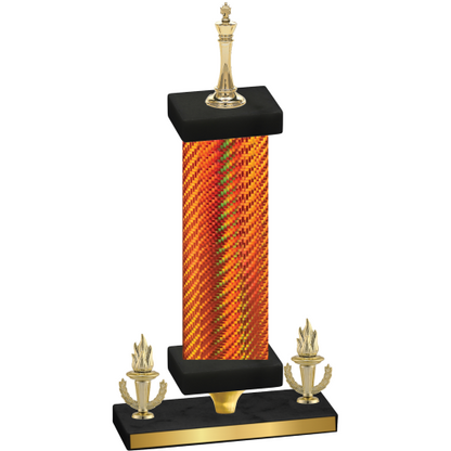 Premium Single Orange Carbon Fiber Victory Chess Trophy