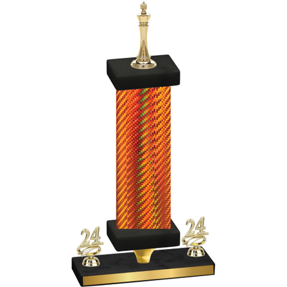 Premium Single Orange Carbon Fiber Year Chess Trophy