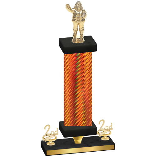 Premium Single Orange Carbon Fiber Second Place Holiday Trophy