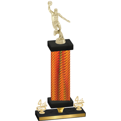 Premium Single Orange Carbon Fiber Fourth Place Basketball Trophy
