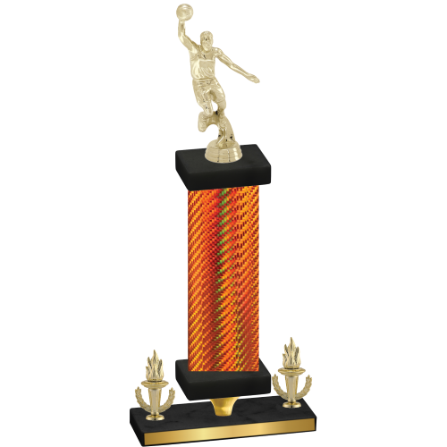 Premium Single Orange Carbon Fiber Victory Basketball Trophy