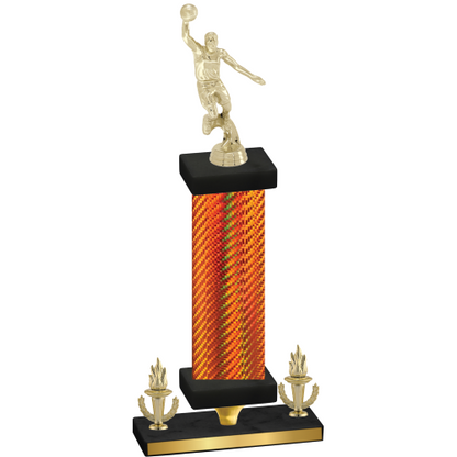 Premium Single Orange Carbon Fiber Victory Basketball Trophy