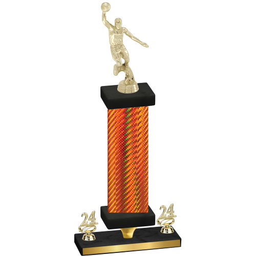 Premium Single Orange Carbon Fiber Year Basketball Trophy