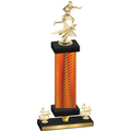 Premium Single Orange Carbon Fiber Fourth Place Flag Football Trophy