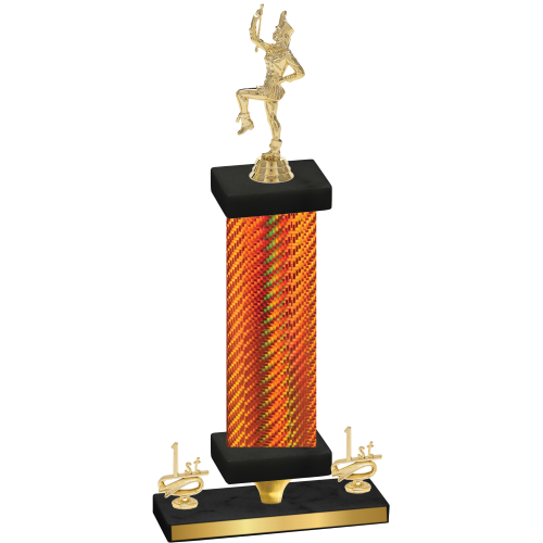 Premium Single Orange Carbon Fiber First Place Majorette Trophy