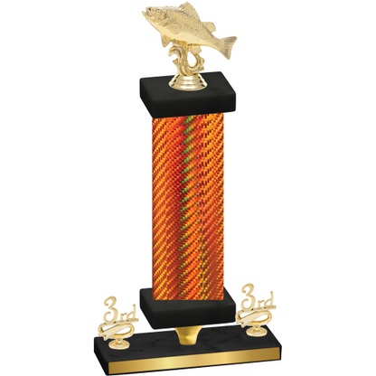 Premium Single Orange Carbon Fiber Third Place Fishing Trophy