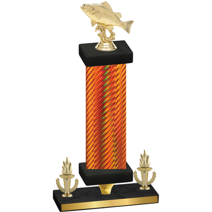 Premium Single Orange Carbon Fiber Victory Fishing Trophy