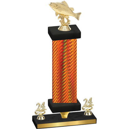 Premium Single Orange Carbon Fiber Year Fishing Trophy