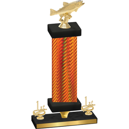 Premium Single Orange Carbon Fiber First Place Fishing Trophy