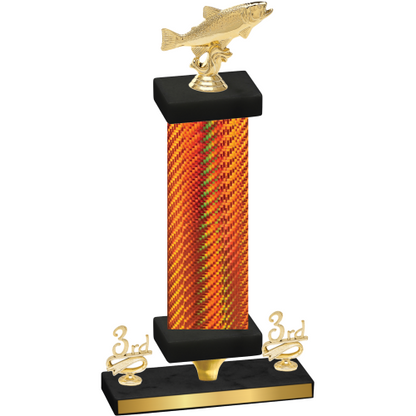 Premium Single Orange Carbon Fiber Third Place Fishing Trophy