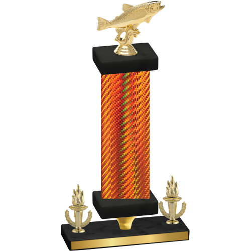 Premium Single Orange Carbon Fiber Victory Fishing Trophy