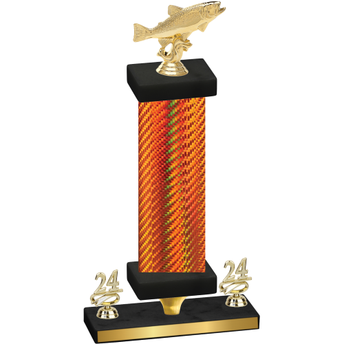 Premium Single Orange Carbon Fiber Year Fishing Trophy