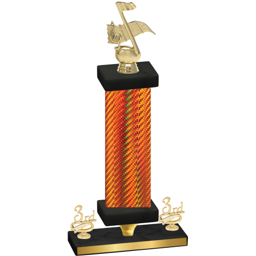 Premium Single Orange Carbon Fiber Third Place Music Trophy