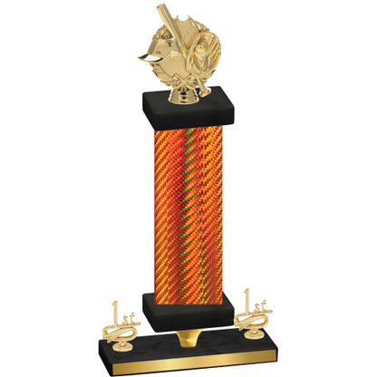 Premium Single Orange Carbon Fiber First Place Baseball Trophy