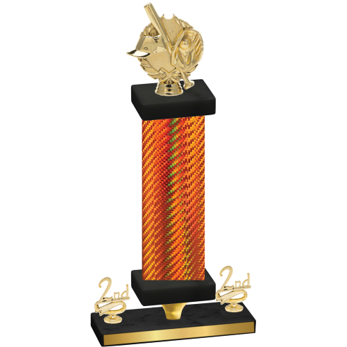 Premium Single Orange Carbon Fiber Second Place Baseball Trophy