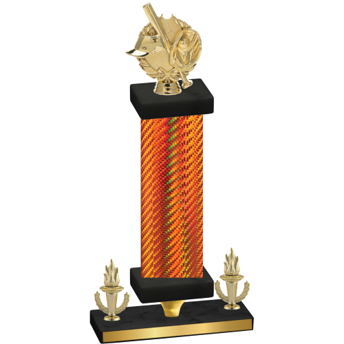 Premium Single Orange Carbon Fiber Victory Baseball Trophy