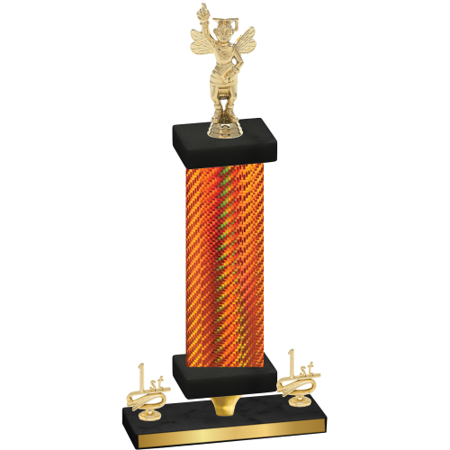Premium Single Orange Carbon Fiber First Place Academics Trophy